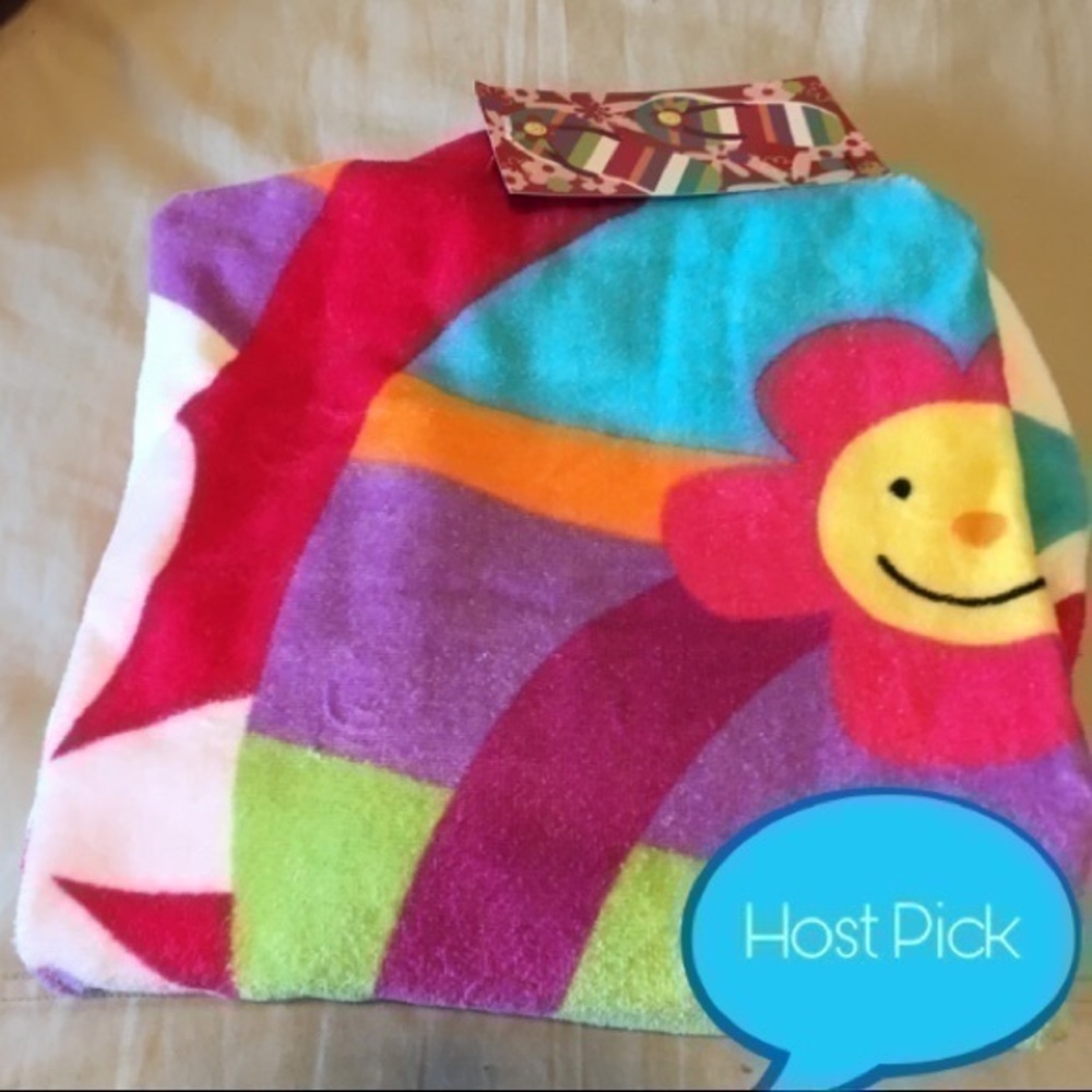 Jumping Beans velour pink flower flip flops beach towel 30”x60” NWT